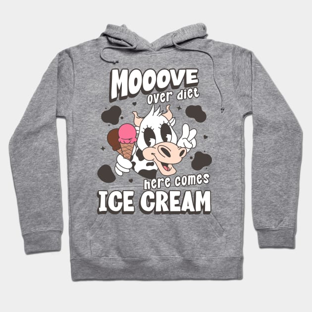 Funny Cow Ice Cream Lover Hoodie by MedleyDesigns67